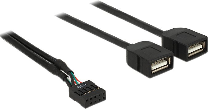 Delock USB Kabel Pin Header Buchse > 2 x USB 2.0 Typ-A Buchse 40 cm (83823)