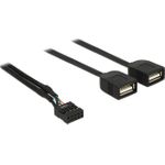 Delock USB Kabel Pin Header Buchse > 2 x USB 2.0 Typ-A Buchse 40 cm (83823)