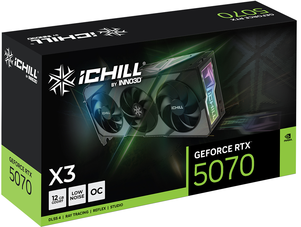 Inno3D iChill X3 GeForce RTX 5070 12 GB GDDR7 Grafikkarte PCIe 5.0 HDMI 3x DisplayPort Schwarz