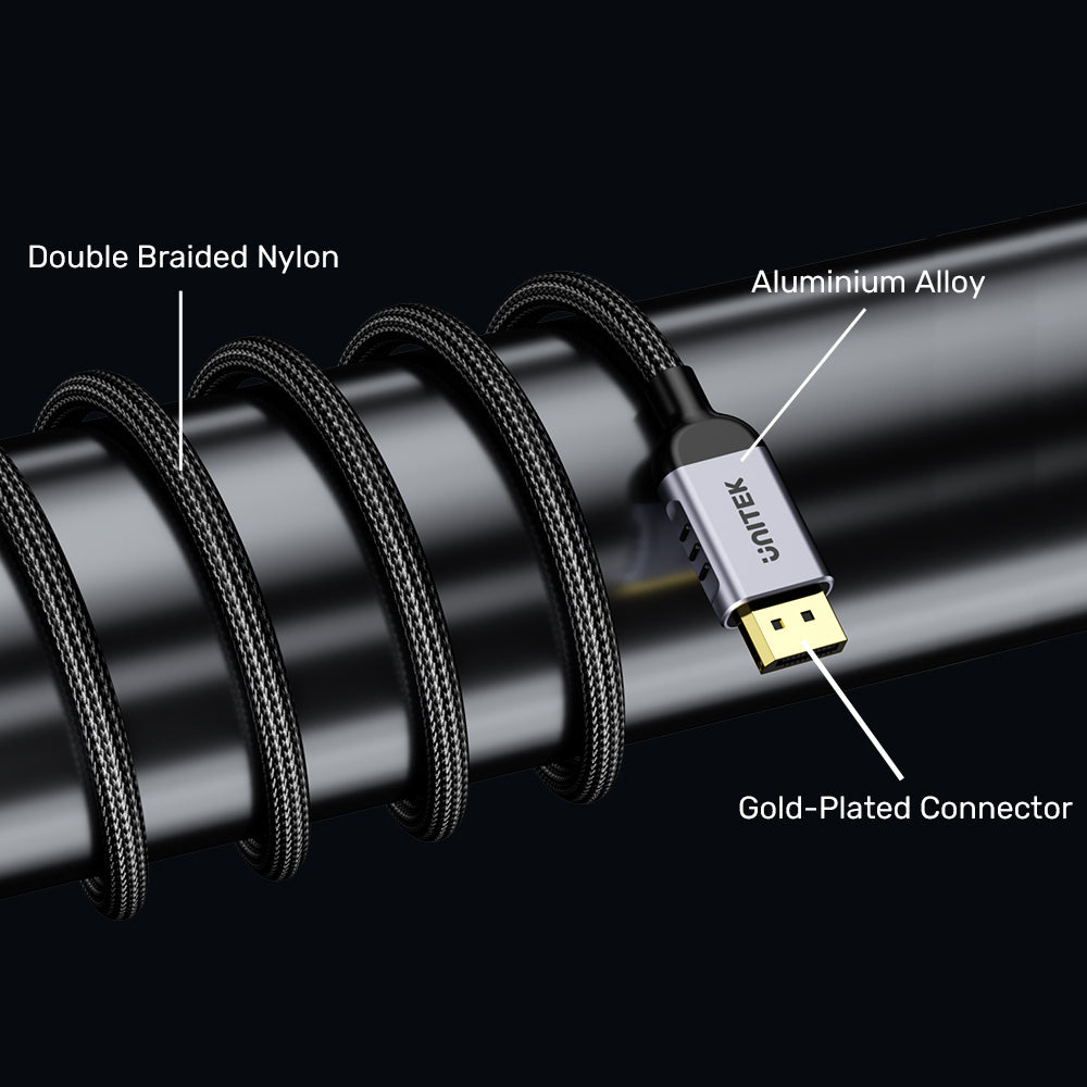 Unitek C1626GY01-1.5M DisplayPort-Kabel 1,5 m Schwarz, Grau