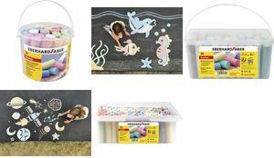 EBERHARD FABER Straßenmalkreide, 100er Kunststoffeimer rund, leuchtende Farben, einfach mit Wasser zu entfernen, - 1 Stück (526599)