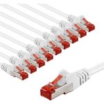 Goobay CAT 6 Patchkabel, S/FTP (PiMF), 5 m, weiß, 10er-Set (66649)