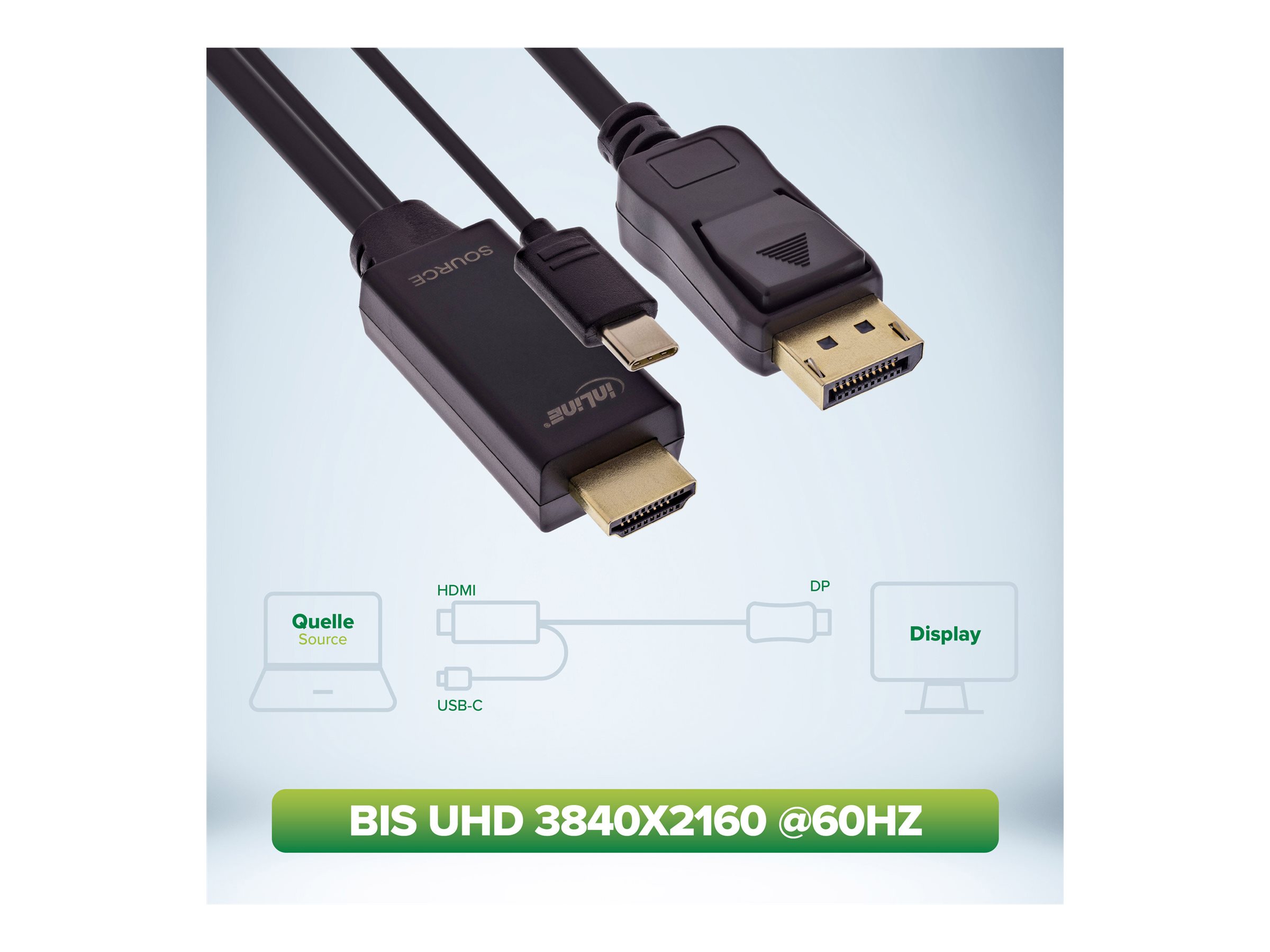 InLine HDMI zu DisplayPort Konverter Kabel 4K/60Hz 1,5 m Schwarz