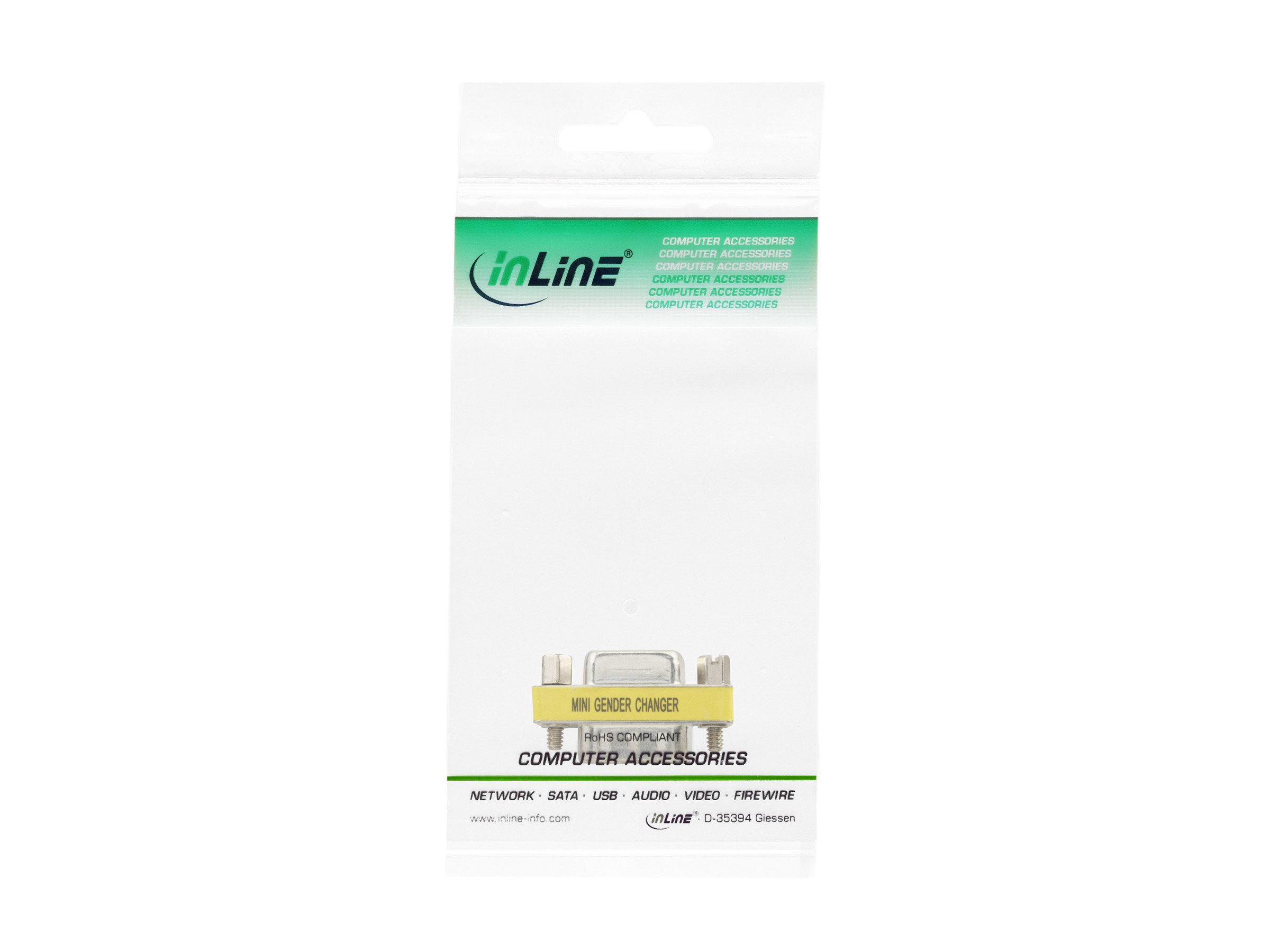 InLine Mini-Gender-Changer VGA-Adapter HD-15 Stecker/Buchse Daumenschrauben Grau
