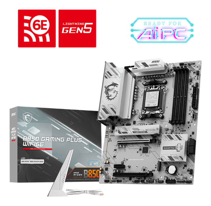 MSI B850 GAMING PLUS WIFI6E Mainboard, AMD B850, Socket AM5, ATX, DDR5, Schwarz