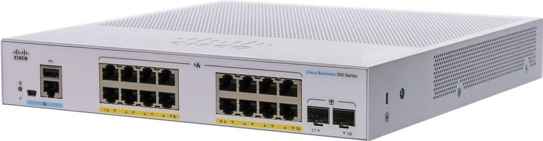 Cisco Business CBS350-16FP-2G Managed Switch | 16 GE-Ports | Full PoE | 2 x 1G-SFP | Begrenzter Lebenszeitschutz (CBS350-16FP-2G)