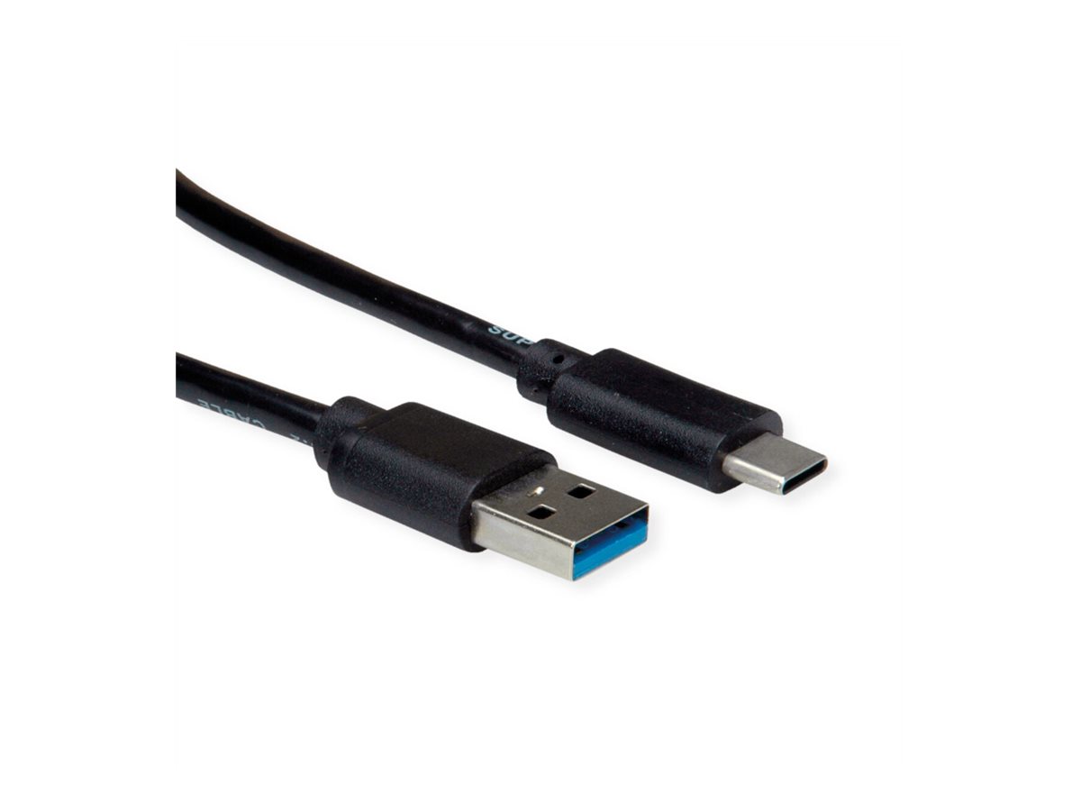ROLINE Roline Recycled Material USB-Kabel USB Typ A zu USB-C 1 m Schwarz