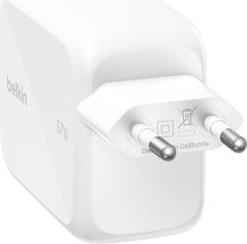 Belkin BOOST Charge Pro 67W Dual USB-C GaN Netzteil mit einziehbarem Kabel Weiß