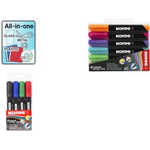 Kores Permanent-Marker "K MARKER", Keilspitze, 4er Etui Strichstärke: 3-5 mm, schnell trocknend, nachfüllbar, - 1 Stück (M20945)