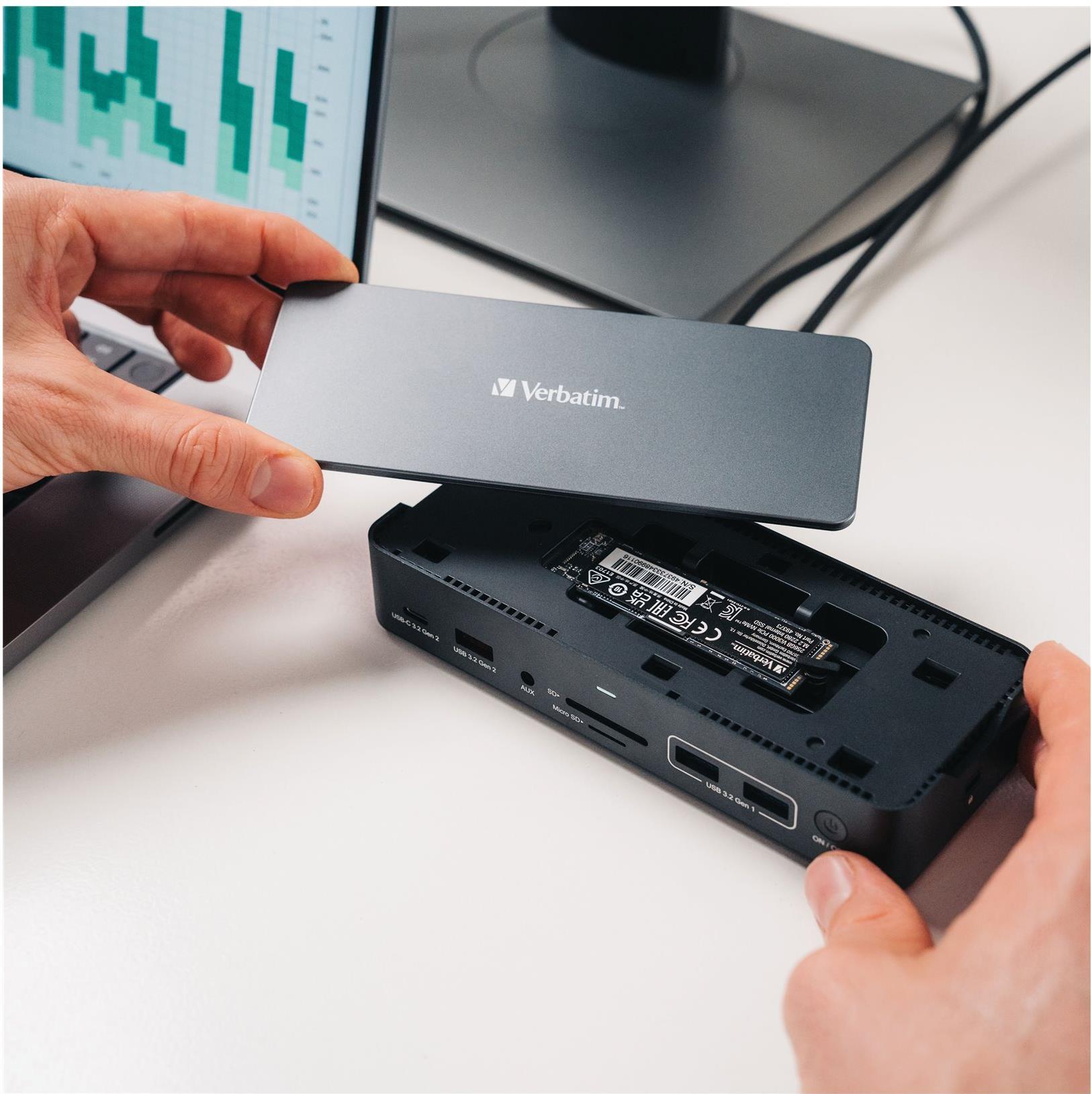 Verbatim Pro CDS-15S Dockingstation USB-C 100 W Schwarz, Grau