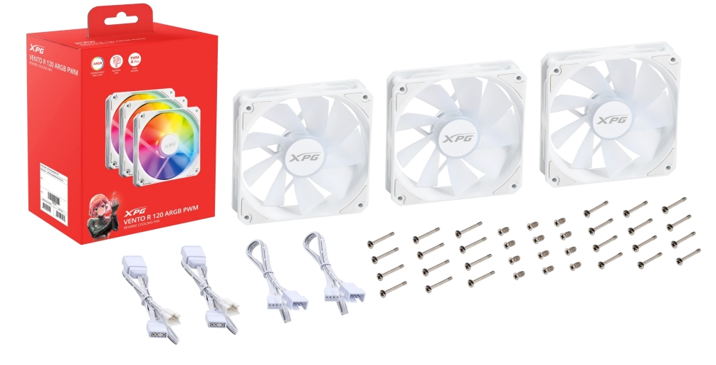 XPG VENTO R 120 3-Pack 120mm ARGB PWM Gehäuselüfter Weiß