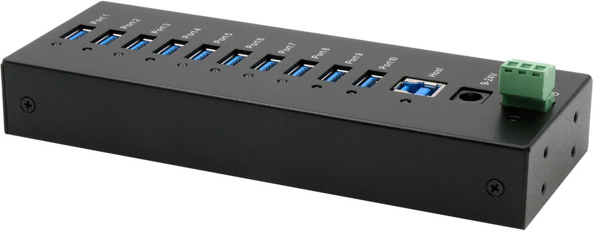 EXSYS GmbH 10-Port USB 3.2 Gen 1 Metall HUB, 15KV ESD Schutz (Tiveco) (EX-11230HMS)