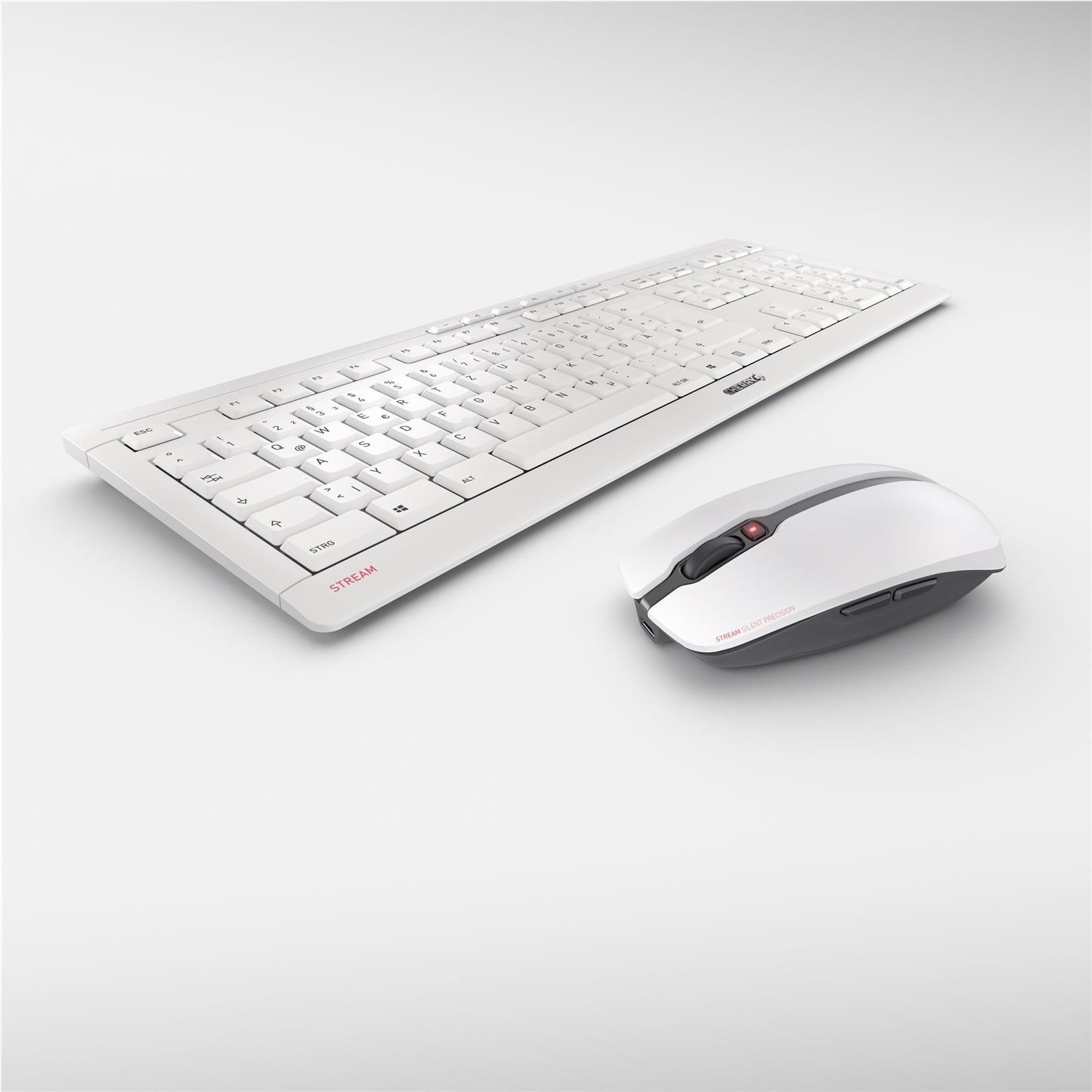 CHERRY STREAM DESKTOP RECHARGE Tastatur-Maus-Set kabellos 2.4 GHz QWERTZ Pale Gray