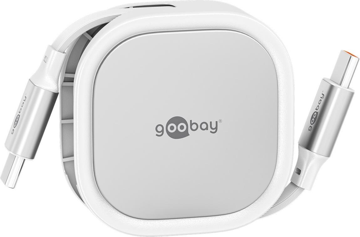 Wentronic goobay selbstaufrollendes USB-C Kabel ws/si 15W in robuster Gehäuse (77425)