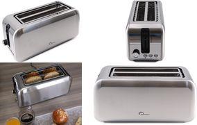 Little balance 4-Scheiben-Toaster Dual Inox, Edelstahl Gehäuse aus gebürstetem Edelstahl, 2 lange Schlitze - 1 Stück (LB 8697)