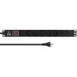 Lanview 19'' rack mount power strip ON/OFF Switch 1U 13A with - Rack-Modul (LVR-3MDK-SW-DK6)