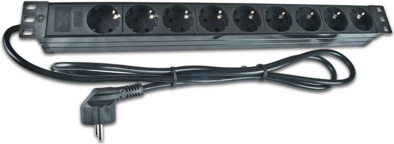 Wirewin 19\" 1HE Steckdosenleiste mit 9x Schuko-Buchsen (NVL9)