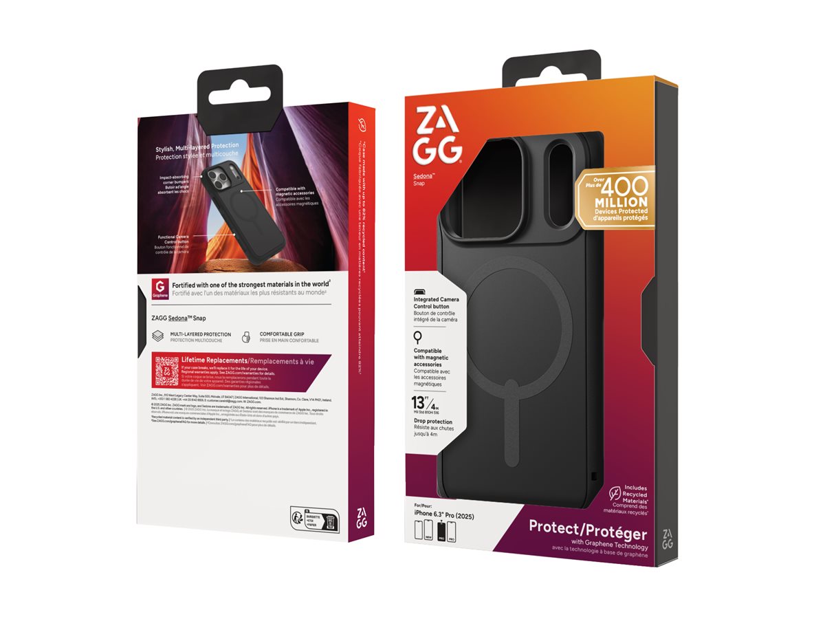 ZAGG Sedona Snap Handyhülle für Apple iPhone 17 Pro 6,3" MagSafe Graphen Flutlicht schwarz