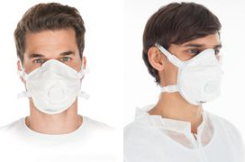 HYGOSTAR Dolomit Atemschutzmaske, Schutzstufe: FFP3 weiße PP-Einwegmaske, Atemventil verhindert Hitzestaus, - 10 Stück (29355)