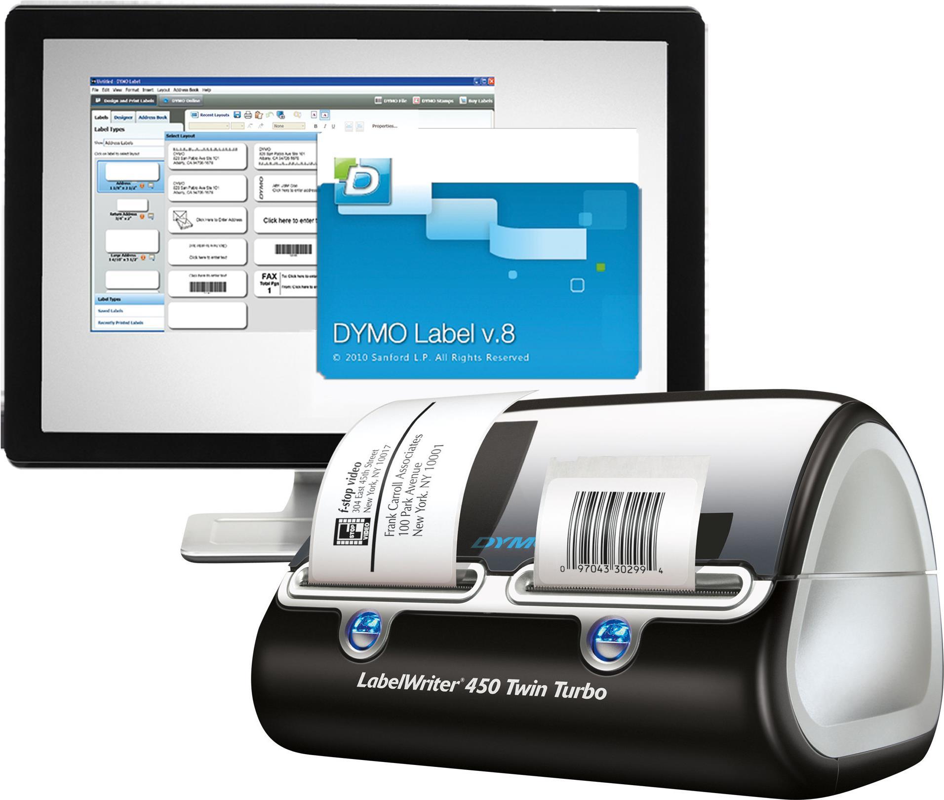 DYMO LabelWriter 450 Twin Turbo Etikettendrucker Thermodirekt 600 x 300 dpi USB Schwarz/Silber