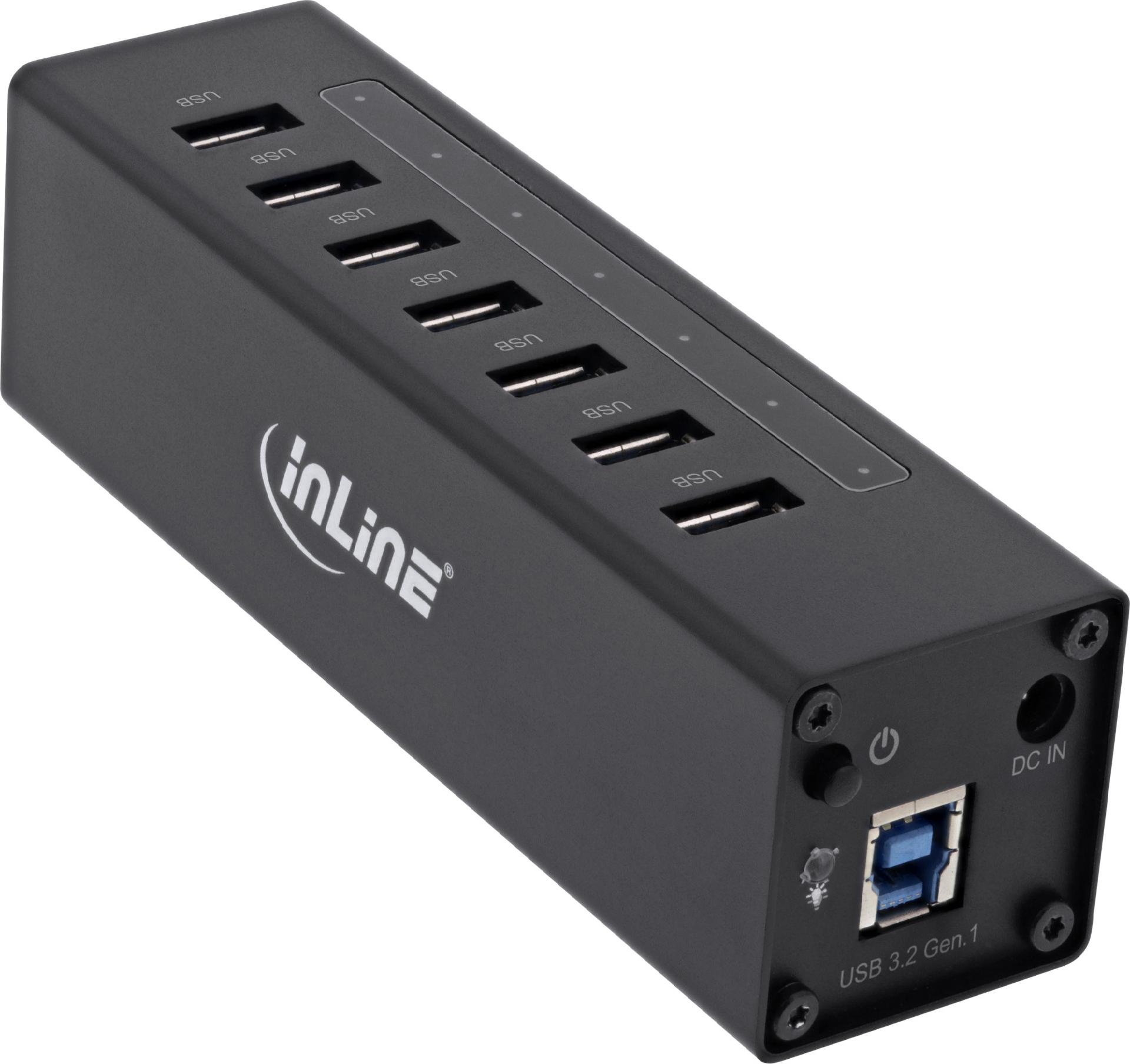InLine 35395B USB 3.2 Gen 1 Hub 7 Port Aluminium Schwarz