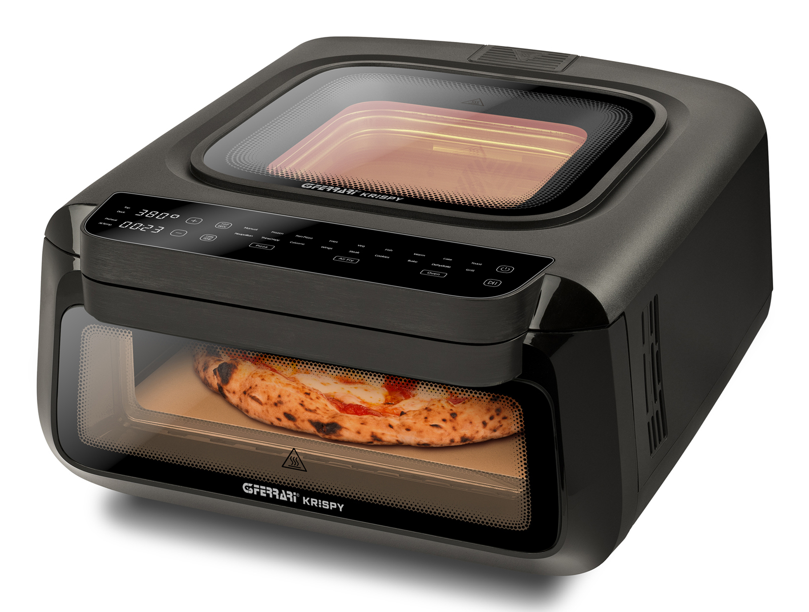 G3 Ferrari G10225 Krispy 3-in-1 Pizzaofen Heißluftfritteuse Grill 2100 W Schwarz