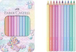 FABER-CASTELL Dreikant-Buntstifte Jumbo SPARKLE, 10er Etui Buntstifte mit ergonomischer Dreikantform, Soft-Grip-Zone, - 1 Stück (210910)