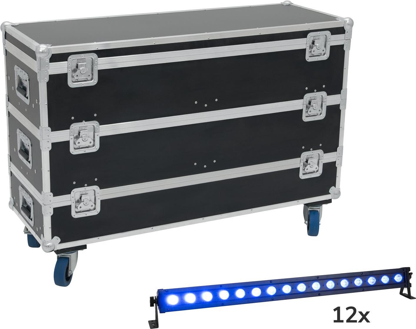 EUROLITE Set 12x LED IP T-Bar 16 QCL Leiste + Case mit Rollen (20000888)