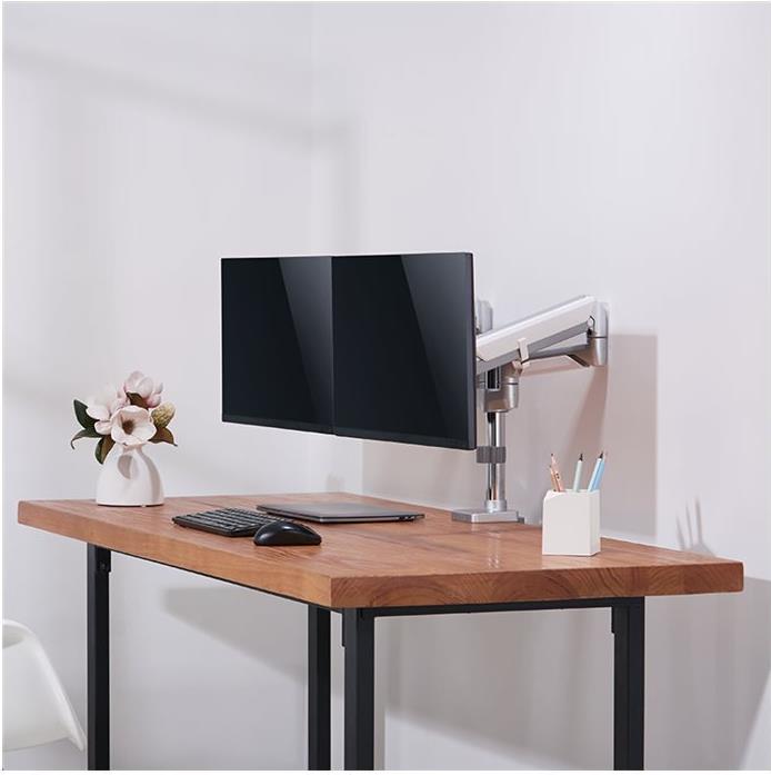 Logilink BP0090 Tischhalterung für 3 Monitore 17"-27" max. 7 kg Gasdruckfeder Silber