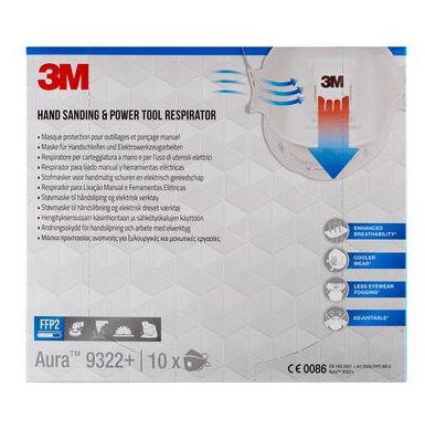 3M Aura 9322+ FFP2 NR D Atemschutzmaske 10 Stück Weiß