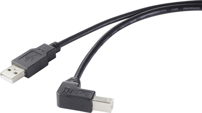 Renkforce USB-Kabel USB 3.2 Gen1 (USB 3.0 / USB 3.1 Gen1) USB-A Stecker, USB-B Stecker 1.80 m Schwarz 90° nach links gewinkelt RF-4769260 (RF-4769260)