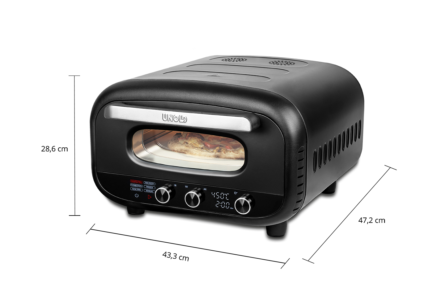 UNOLD Don Alfredo Pizzaofen 1700 W mit Pizzastein Schwarz