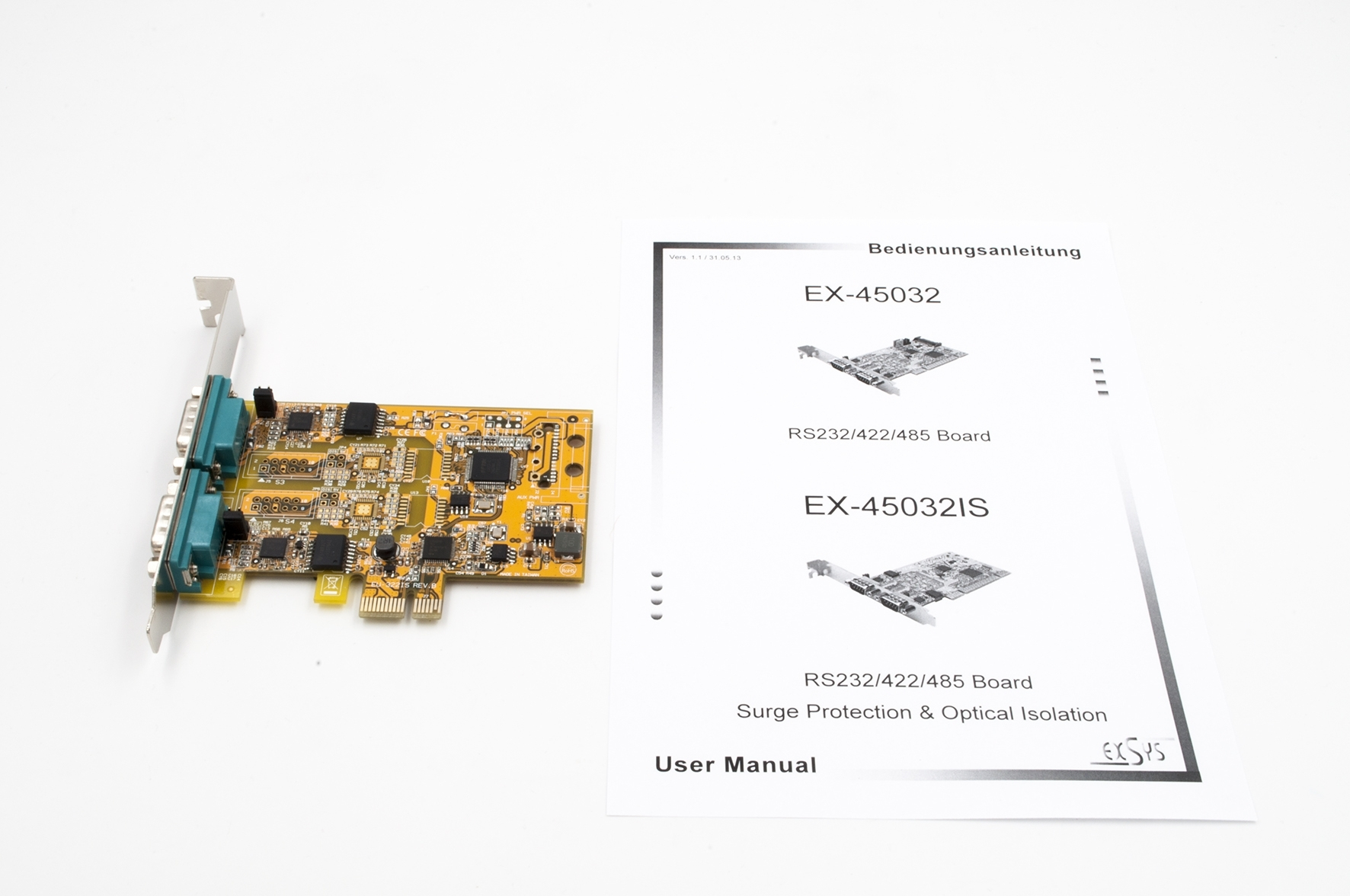 Exsys EX-45032IS PCI Schnittstellenkarte 2x Seriell RS-232/RS-422/RS-485 Orange