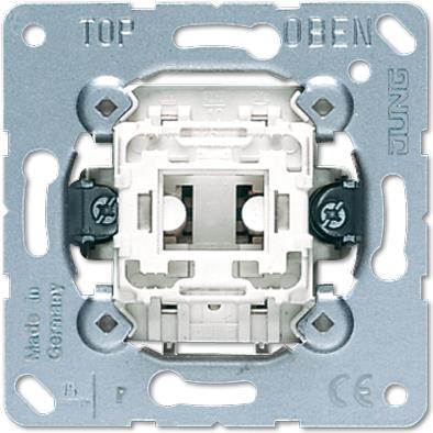 JUNG 531 U. Typ: Pushbutton switch, Anzahl der Pole: 1P, Produktfarbe: Metallisch, Weiß. AC Eingangsspannung: 250 V, Nominale Stromabgabe: 10 A (531U)