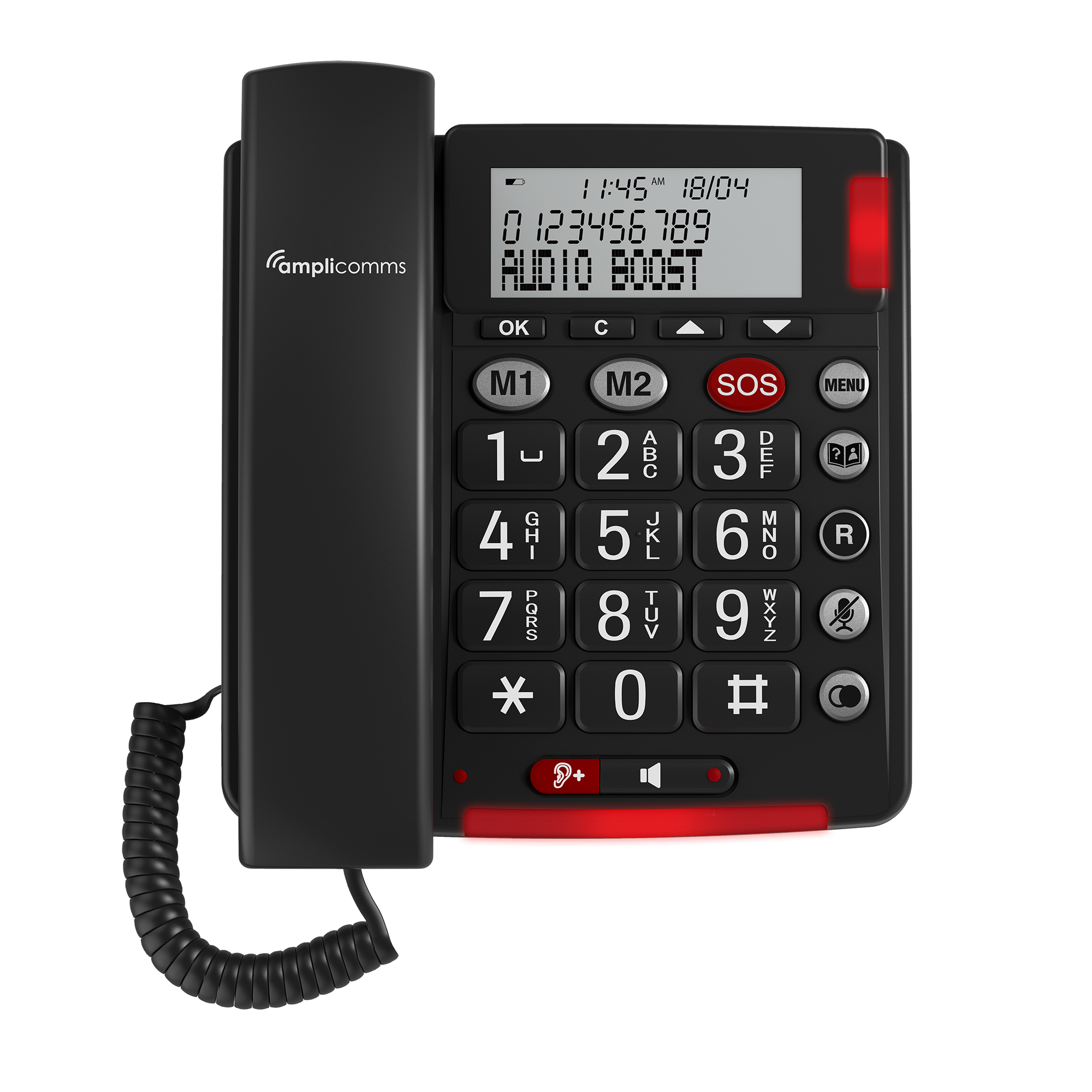Amplicomms BigTel 50 Alarm Plus Schnurgebundenes Analogtelefon Dunkelgrau