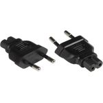 Stromadapter Euro-Stecker Typ C (CEE 7/16, gerade) an C7/Euro 8 Buchse (gerade), schwarz, Good Connections® (PA-0370S)