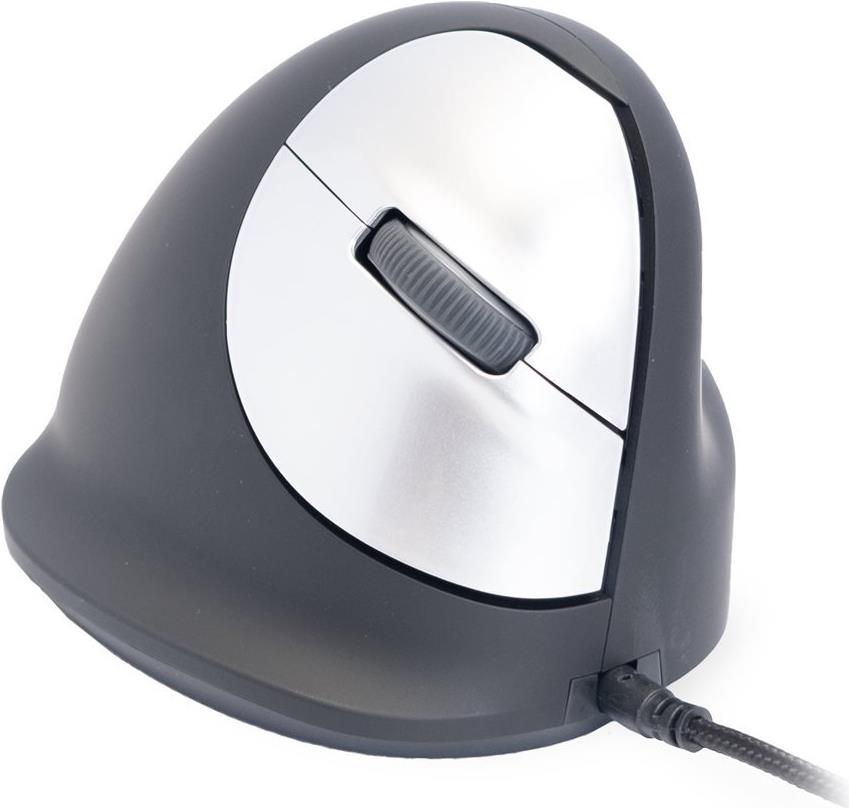 R-Go Tools Ergonomische Maus HE Break Rechtshänder Medium USB 2400 DPI 5 Tasten Schwarz/Silber