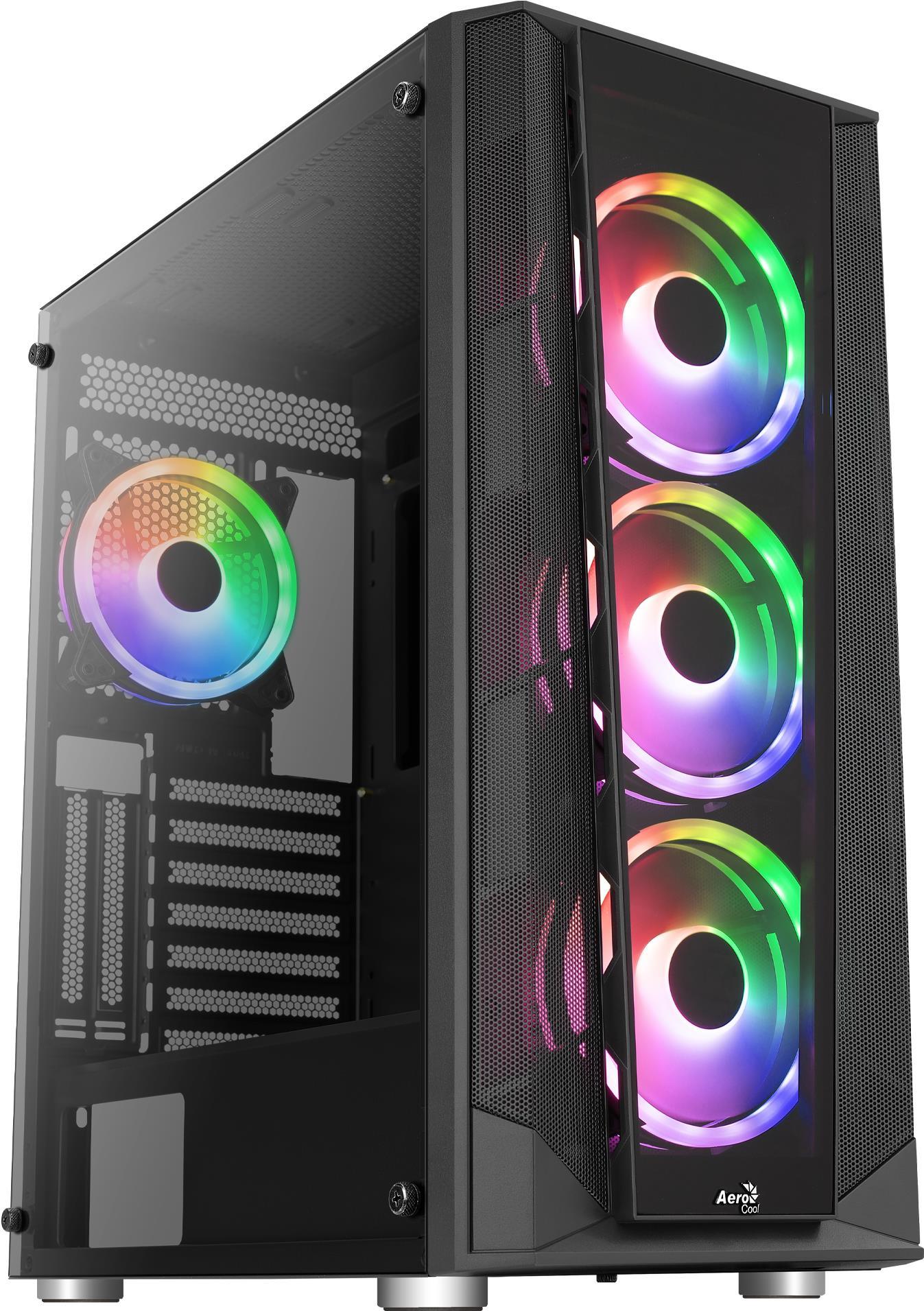 Aerocool Prism ARGB. Typ: PC, Produktfarbe: Schwarz, Unterstützte Motherboards Formfaktoren: ATX, micro ATX, Mini-ITX. Unterstützte Stromversorgungs-Formfaktoren: ATX. Installierte Lüfter (Vorderseite): 3x 120 mm, Durchmesser unterstützte Vorderseitenlüfter: 120,140 mm, Installierte Lüfter hinten: 1x 120 mm. Breite: 216,7 mm, Tiefe: 403 mm, Höhe: 477 mm (ACCM-PB29143.11)