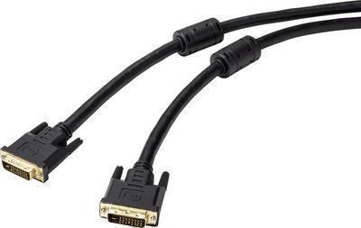 Renkforce DVI Anschlusskabel 10.00 m RF-4695148 doppelt geschirmt, mit Ferritkern, vergoldete Steckkontakte Schwarz [1x DVI-Stecker 24+1pol. - 1x DVI-Stecker (RF-4695148)