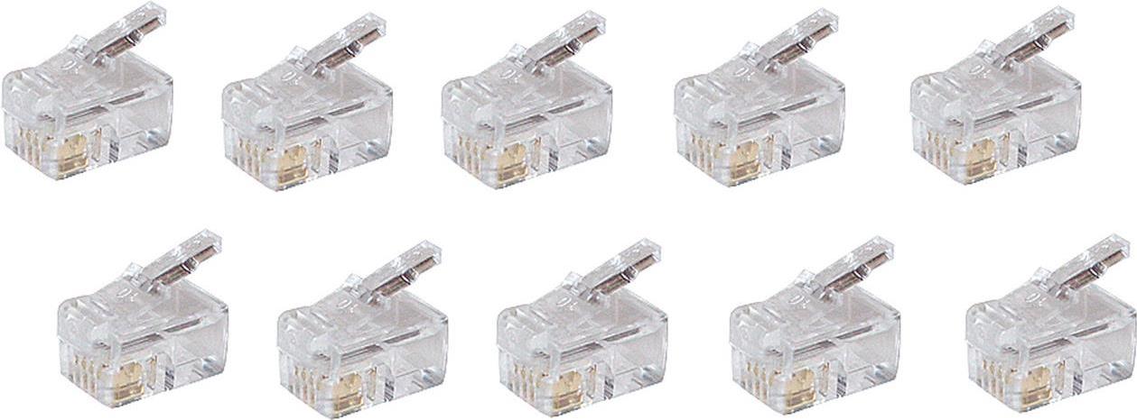 shiverpeaks ®-BASIC-S--Netzwerk Modular-Stecker RJ10 4polig, 4 Kontakte belegt, für Rundkabel, vergoldete Kontakte--VE 10 (BS72039-R10)