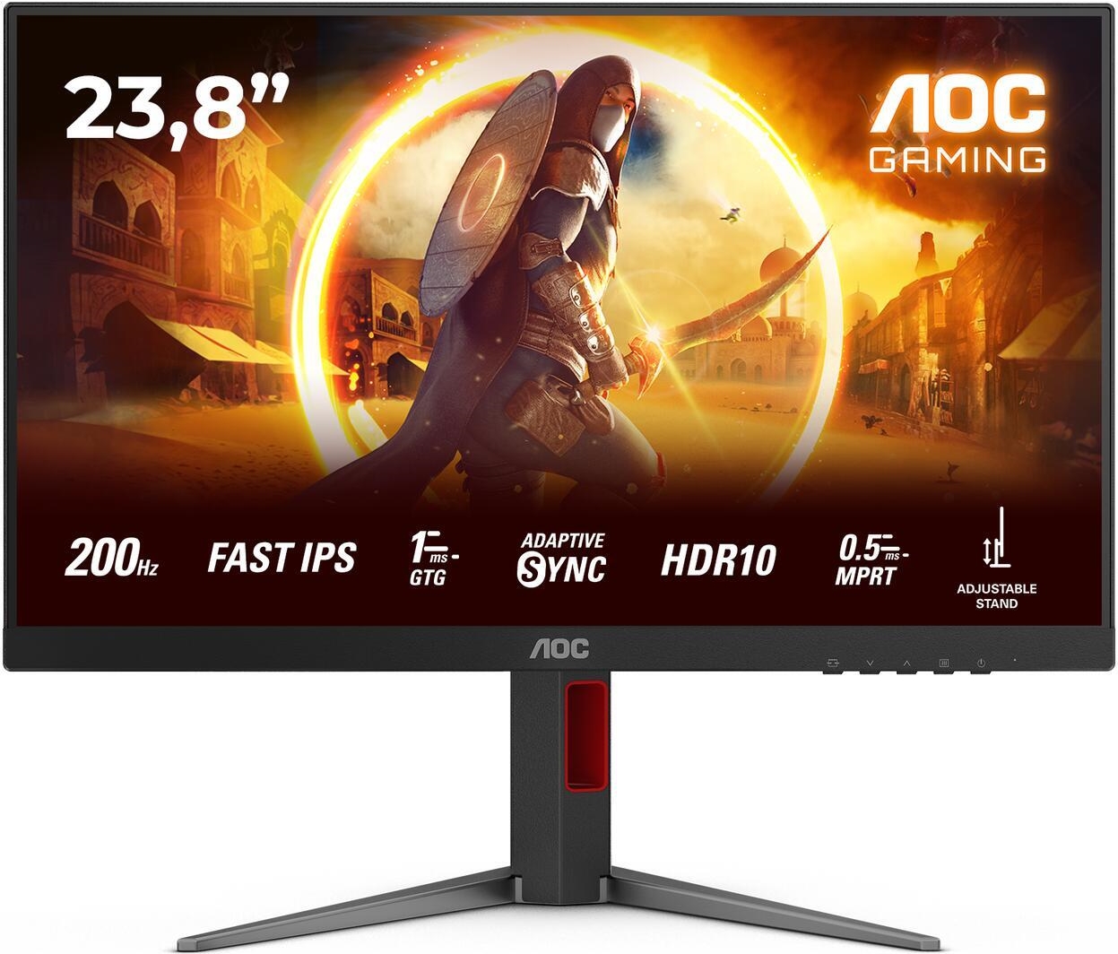 AOC 24G4HA, Gaming-Monitor - (60.5 cm (23.8 Zoll), schwarz (matt), FullHD, Fast-IPS, Adaptive-Sync, G-Sync kompatibel, 200Hz Panel)(TFT/LCD) [Energieklasse E] (24G4HA)