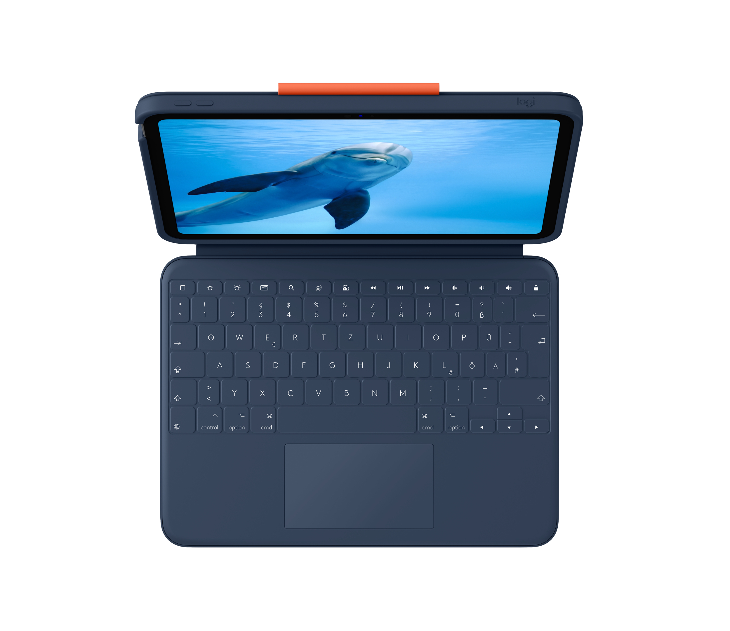 Logitech Rugged Combo 4 Touch Tastatur-Hülle mit Trackpad für Apple iPad (10. Generation) QWERTZ Blau