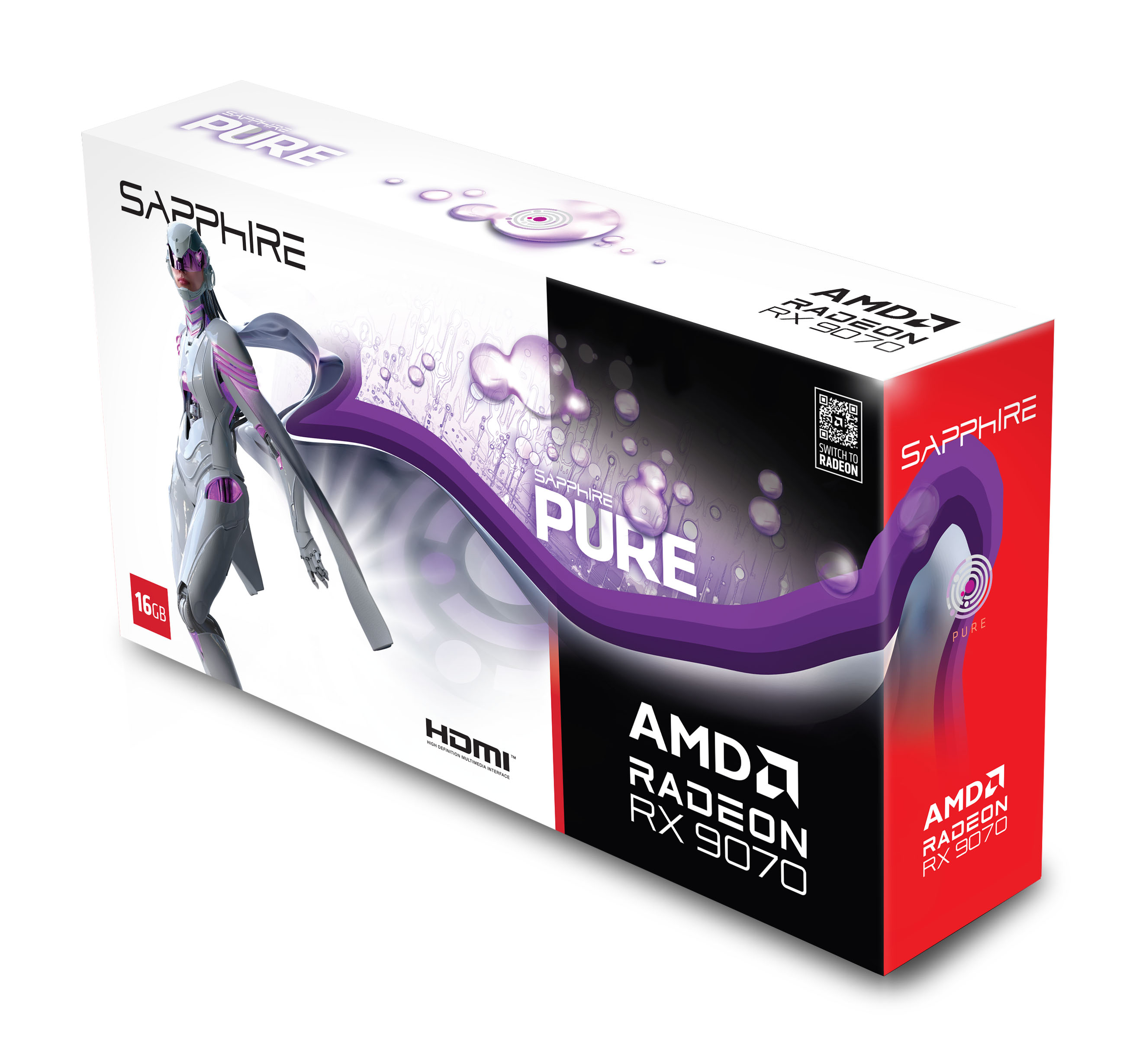 Sapphire Pure Radeon RX 9070 16 GB GDDR6 Grafikkarte Weiß