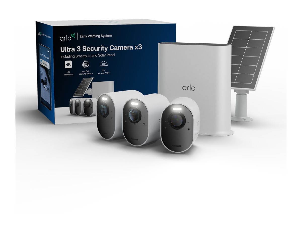 Arlo Ultra 3 4K Netzwerk-Überwachungskamera 3er-Set mit Solarpanel