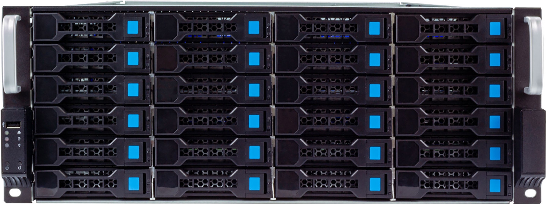 Fantec SRC-4240X07-12G 4U Festplattengehäuse 24x SAS/SATA Hot-Swap USB 2.0 Schwarz, Silber