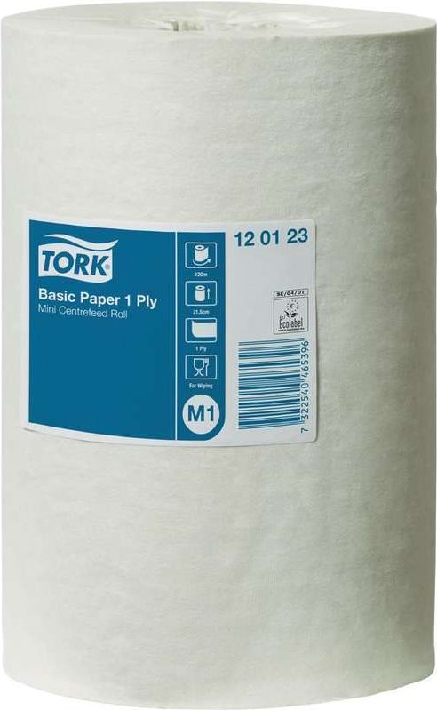 TORK Mehrzweck-Putzrolle, 1-lagig, 120 m Papierwischtücher aus dünnem Tissue, unperforiert, ungeprägt - 1 Stück (120123)