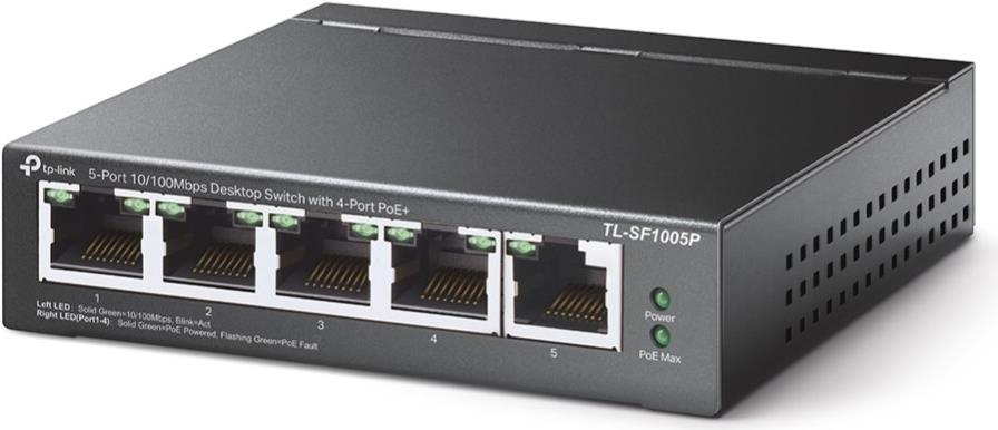 TP-Link TL-SF1005P 5-Port 10/100 Switch 4x PoE Schwarz