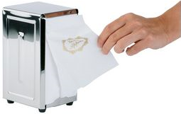 APS Serviettenspender, Edelstahl, hochglanzpoliert Füße mit rutsch- und kratzfester Gummierung, für Servietten - 1 Stück (11720)