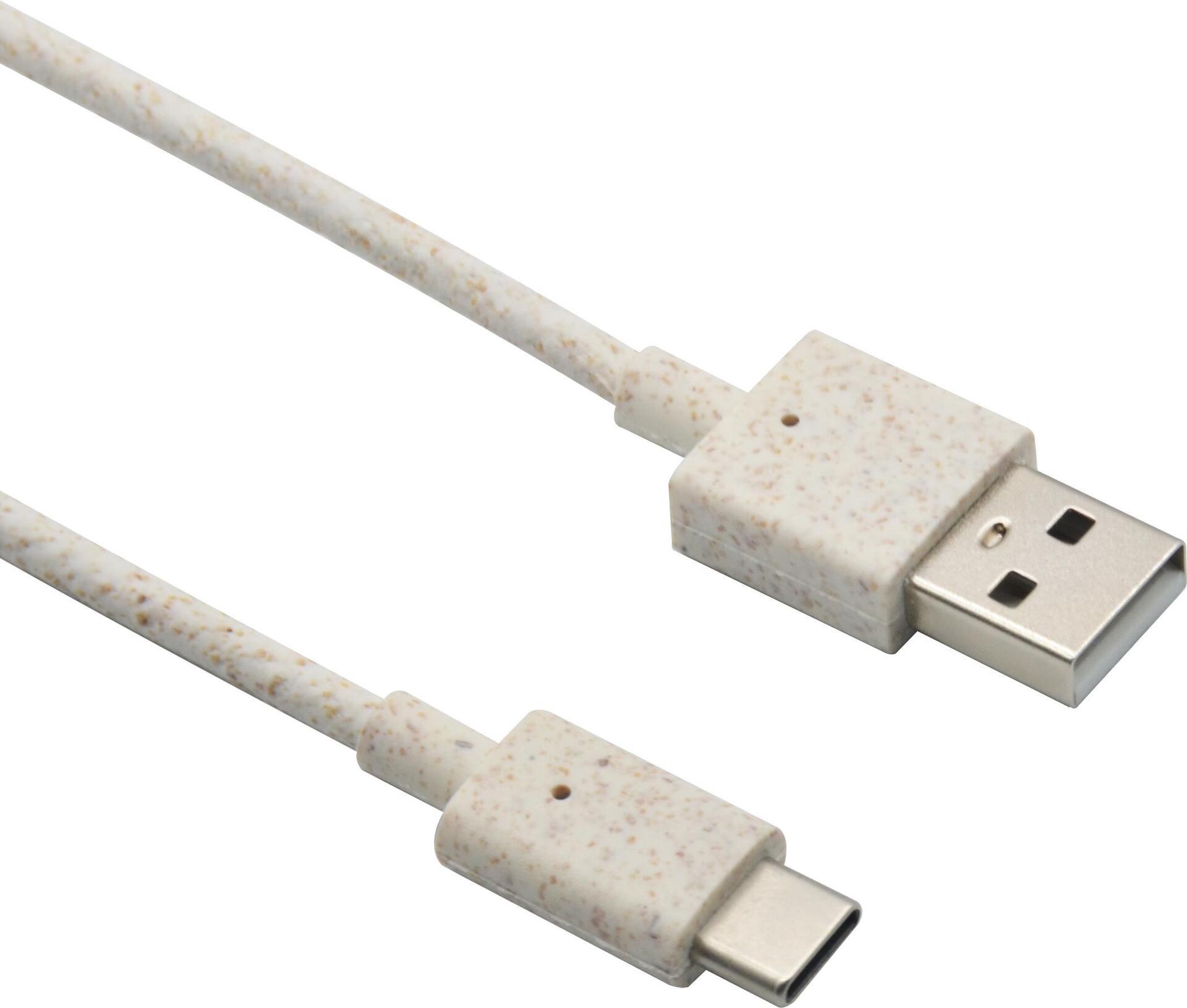 HERWECK Helos Eco-Line, USB A Stecker/Type-C Stecker, 1,0m, beige/weiss  Umweltfreundlich, kompostie