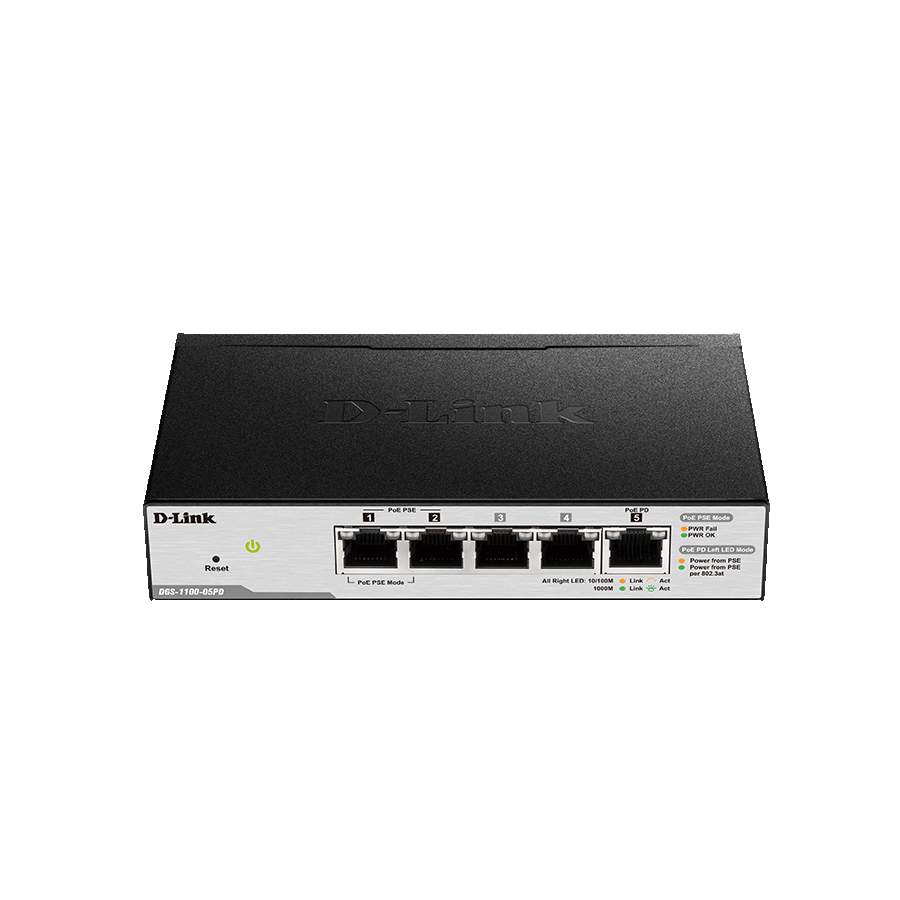 D-Link DGS-1100-05PDV2 5-Port Gigabit Smart Switch Schwarz
